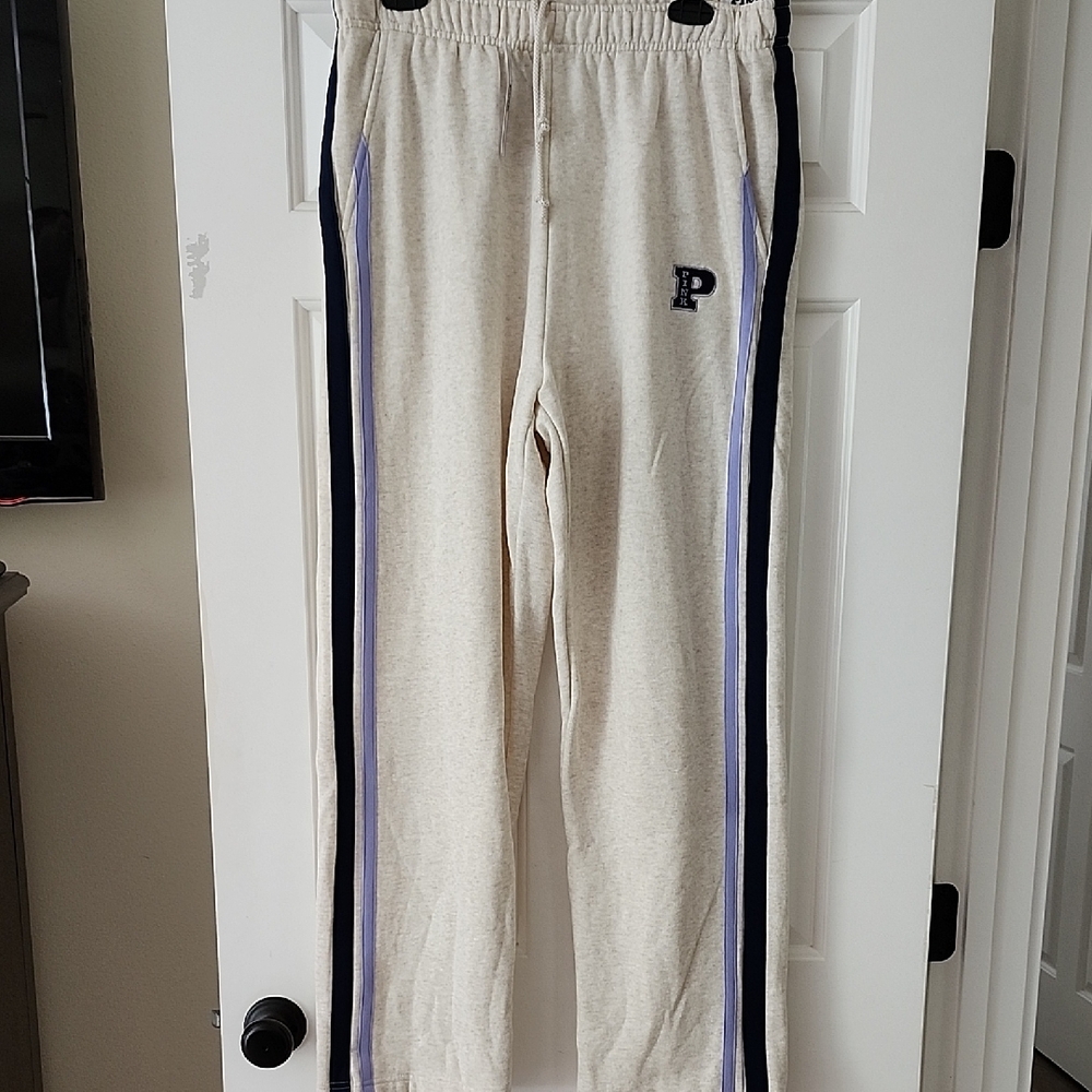 Pink - Beige Track Pants with Stripes